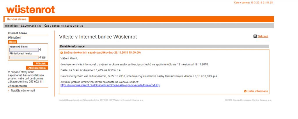 Wuestenrot přihlášení k internetovému bankovnictví