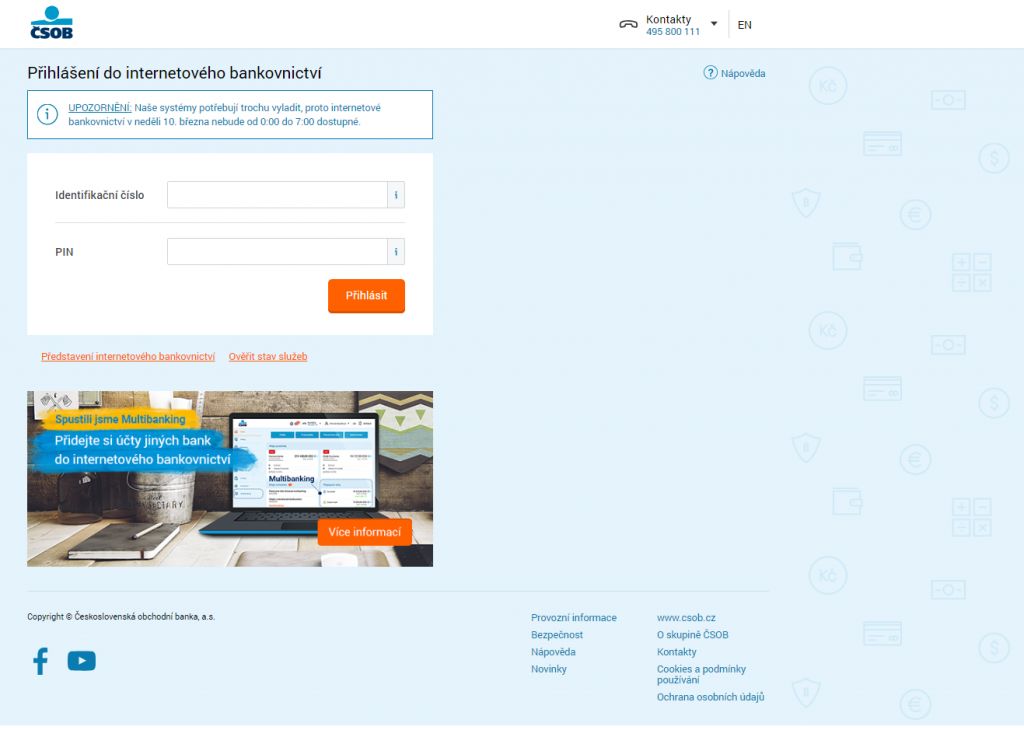 CSOB internetové bankovnictví