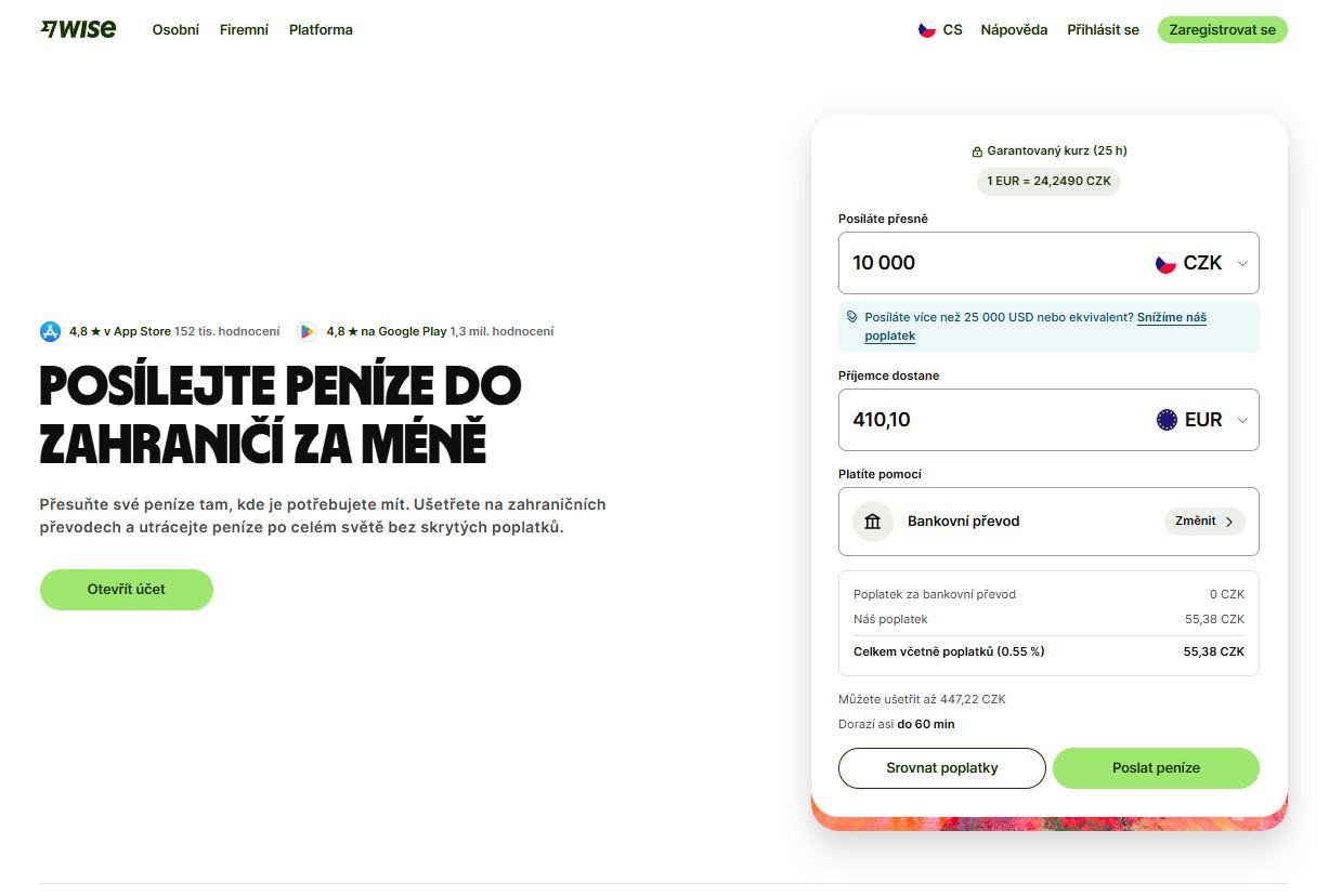 Wise jako alternativa k Revolut bance - porovnání