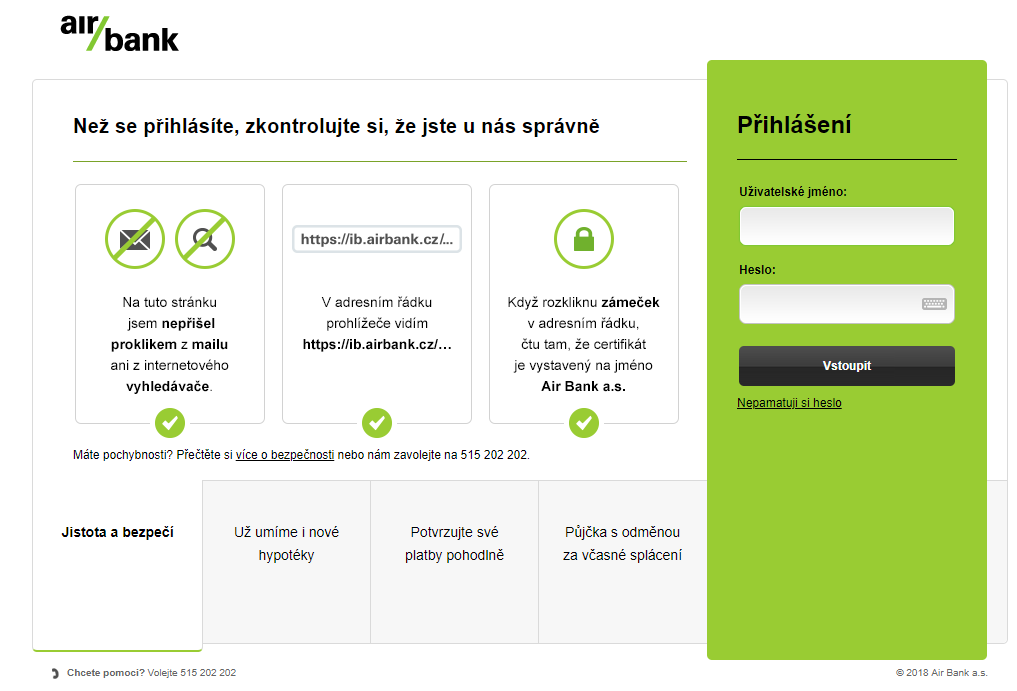 Air bank přihlášení internetové bankovnictví