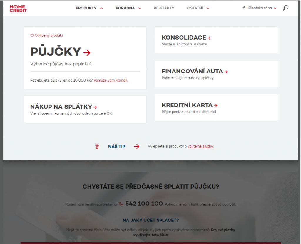 Nabídka nebankovních půjček Homecredit