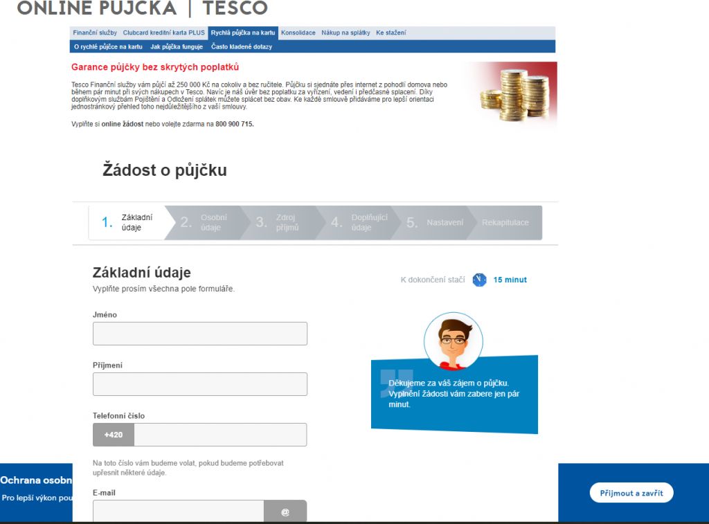 Tesco půjčka bez doložení příjmu