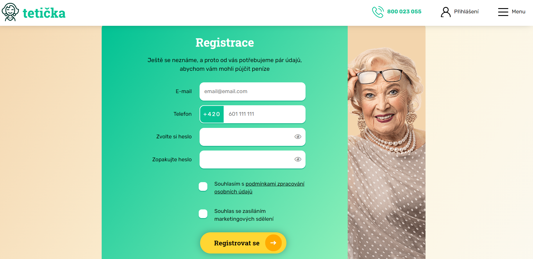 Registrační formular